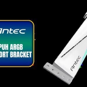 Antec AT-HGPUH ARGB GPU Support Bracket - Supports RX 7000, RX 6000, RTX 40 and RTX 30 Series - Adjustable Support Column — White / 0-761345-77749-0