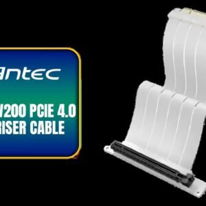 Antec AT-RCAB-W200 PCIe 4.0 RTX 40 Riser Cable - White / Ultra-Flexible Cable Sleeves Design / Stable Performance with Gold Connectors / Gold Plated