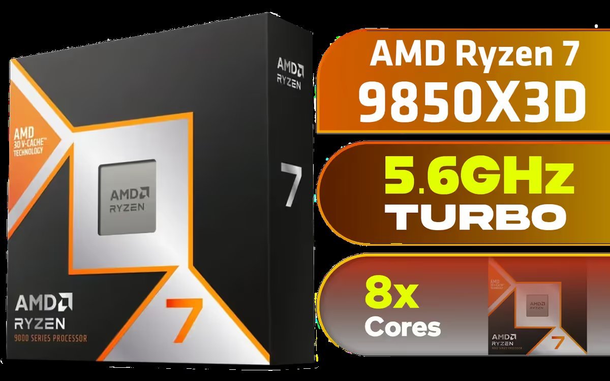AMD Ryzen 7 9850X3D 8-Core 16-Threads 4.7GHz (5.6GHz Max Boost) Socket AM5 120W Desktop Processor / 104MB Cache / Zen 5 Architecture / AMD Radeon™
