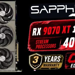 SAPPHIRE NITRO+ RX 9070 XT Gaming OC 16GB Graphics Card / 16GB GDDR6 Memory / 4096 Stream Processors / 256-bit Memory Interface / Boost Clock : 3060