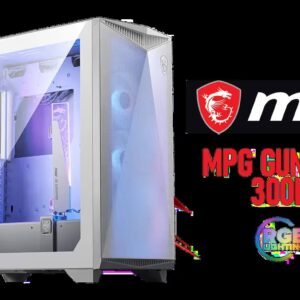 MSI MPG GUNGNIR 300R Airflow Gaming Case - White / Mid-Tower Case Form Factor / EATX, ATX, M-ATX, ITX / Pre-installed 4x 120mm ARGB Fans / Tempered
