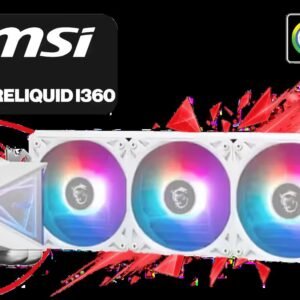 MSI MAG CoreLiquid I360 Liquid Cooler - White / LDB Bearing Quiet Fans / Dual-Sided Infinite Mirror Cooling / Flexible Nylon-Braided Cooling Tubes /