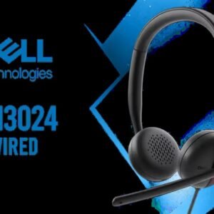 Dell WH3024 Wired Headset / Wired USB-C Connection / Wide 20-20,000 Hz Audio / 2m Flexible Cable / Ideal for Meetings & Gaming / Comfortable Leather