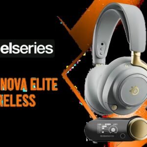 SteelSeries Arctis Nova Elite Wireless Gaming Headset - Sage Gold / 40 mm Carbon Fiber Drivers / Hi-Res Audio wirelessly 96kHz/24bit / Dual