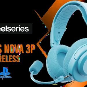 SteelSeries Arctis Nova 3P Wireless Playstation Gaming Headset - Aqua / 40mm Neodymium Drivers / 360° Spatial Audio / 30-Hour Battery Life / USB-C