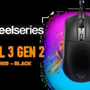 SteelSeries Rival 3 Gen 2 Gaming Mouse - Black / True 1-to-1 Tracking / 3-Zone RGB / Super Mesh Paracord / 77g Lightweight