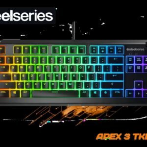 SteelSeries Apex 3 TKL RGB Gaming Keyboard / Tenkeyless Compact Form Factor / 8-Zone RGB Illumination / IP32 Water & Dust Resistant / Whisper Quiet
