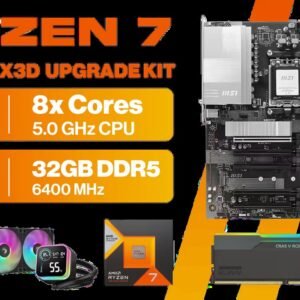 AMD RYZEN 7 7800X3D PRO B840-P WIFI 32GB RGB 6400MHz Upgrade Kit - MSI PRO B840-P WIFI AMD Ryzen Motherboard + AMD RYZEN 7 7800X3D 100MB GameCache Up
