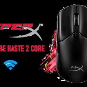 HyperX Pulsefire Haste 2 Core Wireless Gaming Mouse - Black / Dual Wireless (2.4GHz + Bluetooth) / Lightweight 70g Design / Up to 100 Hours Battery