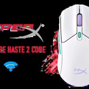 HyperX Pulsefire Haste 2 Core Wireless Gaming Mouse - White / Dual Wireless (2.4GHz + Bluetooth) / Lightweight 70g Design / Up to 100 Hours Battery