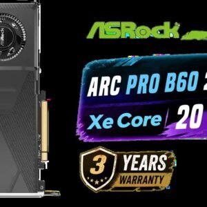 ASRock Intel Pro B60 Creator 24GB Graphics Card / 24GB 192-bit GDDR6 / GPU Clock: 2400 MHz / Microsoft® DirectX® 12 Ultimate / 160 Intel® XMX Engines