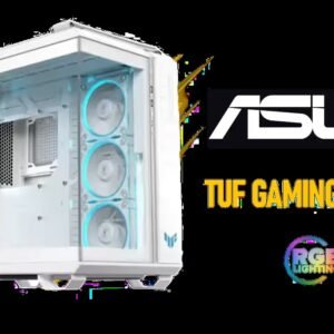ASUS TUF Gaming GT502 Horizon White ATX Mid-Tower PC Case (Boundless Panoramic Design, Dual-Chamber, Independent CPU and GPU Cooling Zones, Tool-Free