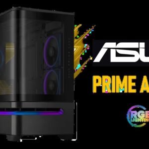 ASUS Prime AP202 ARGB Black mATX pc case with Fully Tempered Curved Glass, Supports Graphics Cards up to 420mm Long, 360mm Long radiators,