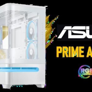 ASUS Prime AP202 ARGB White mATX pc case with Fully Tempered Curved Glass, Supports Graphics Cards up to 420mm Long, 360mm Long radiators,