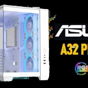 ASUS A32 Plus TG ARGB White Case ATX with Dual Chamber, Supports 360mm Radiators and 420mm Graphics Cards, 4 Pre-Installed ARGB Fans, Clean Cable