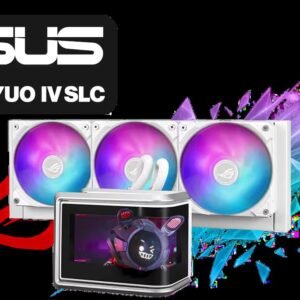 ASUS ROG RYUO IV SLC 360 ARGB Liquid Cooler - White / 360mm Radiator / 6.67\" Curved 2K AMOLED Display / Pre-Installed, Daisy-Chained Fans / AURA