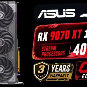 ASUS TUF Gaming RX 9070 XT OC, PCIe5, 16GB GDDR6, HDMI, 3 DP, Up to 3060MHz Boost Clock, RGB Lighting, Overclocked - 90YV0L70-M0NA00