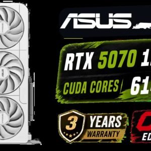 ASUS The SFF-Ready Prime GeForce RTX 5070 White OC Edition Graphics Card, NVIDIA (PCIe 5.0, 12GB GDDR7, HDMI/DP 2.1, 2.5-Slot, Axial-tech Fans, Dual
