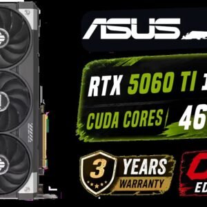 ASUS TUF GeForce RTX 5060 Ti 16GB GDDR7 OC Edition Graphics Card, NVIDIA, Desktop (PCIe 5.0, HDMI/DP 2.1, 3.125-Slot, Military-Grade Components,