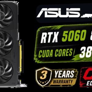 ASUS The SFF-Ready Prime GeForce RTX 5060 8GB GDDR7 OC Edition Graphics Card (PCIe 5.0, 8GB GDDR7, HDMI/DP 2.1, 2.5-Slot, Axial-tech Fans, Dual BIOS)