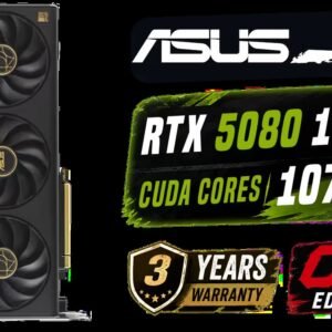ASUS ProArt GeForce RTX 5080 16GB OC Graphics Card / 10752 Cuda Cores / 1858 AI TOPS / 2730 MHz Overclocking Speed / 2.5-Slot Compact Size
