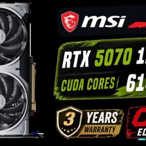 MSI Geforce RTX 5070 Ventus 2X 12G OC Graphics Card / 12GB GDDR7 / 6144 Cuda Cores / 192-bit Memory Interface / Boost Clock : 2542 MHz / NVIDIA