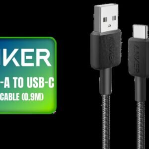 Anker 322 USB-A to USB-C Braided Cable (0.9m) / 15W Charging / 480Mbps Data / USB-IF Compliant - Black