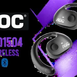 AOC ACD1504 Wireless Bluetooth Earphones - Black / Clip-On Fit / Built-In Microphone for Clear Communication / Long-Lasting Battery with Charging