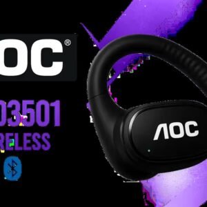 AOC ACD3501 Wireless Bluetooth Earphones - Black / Enc Ear Clip / Built-In Microphone for Clear Communication / Perfect for Runners and Exercise /
