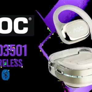 AOC ACD3501 Wireless Bluetooth Earphones - White / Enc Ear Clip / Built-In Microphone for Clear Communication / Perfect for Runners and Exercise /