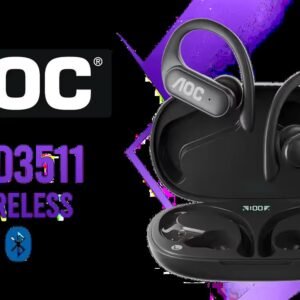 AOC ACD3511 Wireless Bluetooth Earphones - Black / Over-Ear Design / Built-In Microphone for Clear Communication / Charging Case / Bluetooth 5.0 /