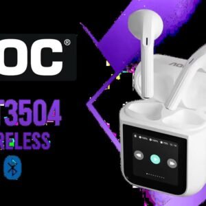 AOC ACT3504 Wireless Bluetooth Earphones - White / White HD LED display / Built-In Microphone for Clear Communication / Compact Design / ACT3504WT/00