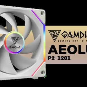 Gamdias AEOLUS P2-1201 Case Fan - White / Daisy Chain Via Cableless Connection / Swappable Fan Blades / Premium Hydraulic Bearing / 30mm Thickness