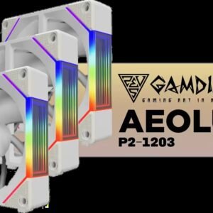 Gamdias Aeolus P2 1203 RGB 120mm Case Fans - 3 Pack - White / Daisy Chain Via Cableless Connection / Swappable Fan Blades / Premium Hydraulic Bearing