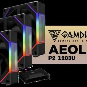 Gamdias Aeolus P2-1203U Case Fan / ARGB PWM Fans /Swappable Fan Blades / Premium Hydraulic Bearing / 30mm Thickness Fans / Includes USB AEOLUS BOX II