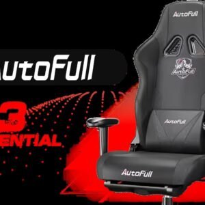 AutoFull C3 Essential Gaming Chair - Black / Dynamic Lumbar Support System / PU Leather Seat Surface / 160° Wide-angle Reclining Mechanism / 2D