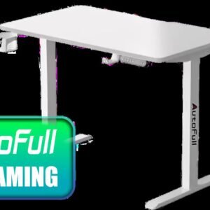AutoFull A3 Gaming Desk - White / E0-Grade Eco-Friendly Solid Wood Desktop / Electric Height Adjustment / Stable Cold-Rolled Steel Frame / Quiet