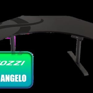 Arozzi Arena Angelo Gaming Desk - Gunmetal / Full-surface Microfiber Mousepad Cover / Cable Management / Sturdy Height-Adjustable Steel Legs /