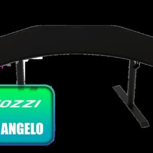Arozzi Arena Angelo Gaming Desk - Pure Black / Full-surface Microfiber Mousepad Cover / Cable Management / Sturdy Height-Adjustable Steel Legs /