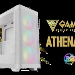 GAMDIAS ATHENA M3 WH Gaming E-ATX Mid Tower Computer PC Case, High Airflow Mesh Front, 4x120mm PWM ARGB Fans w/Hub, Supports Motherboards up to