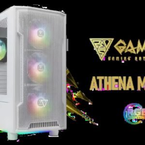 Gamdias Athena M6 Lite ATX Gaming Case - White / Sync with Motherboard / Supports Motherboards up to ATX / Triple-sided Underglow / 4 Built-in 120mm