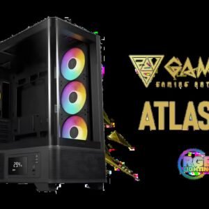 Gamdias Atlas P2 Tempered Glass ATX Gaming Case - Black / Magnetic Dust Filter / 4 Built-in 120mm ARGB Fan / Supports Motherboards up to ATX /
