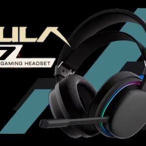 AULA G7 Wireless Gaming Headset - Black / Tri-Mode Bluetooth + 2.4GHz + Wired / 10ms HyperLink Wireless / RGB Lighting / AI Noise-Cancelling Mic