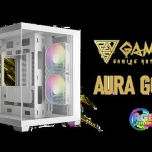 GAMDIAS AURA GC10M Micro-ATX & MIni-ITX Mid Tower Gaming Computer PC Case with Side Tempered Glass, 3x 120mm ARGB Case Fans White