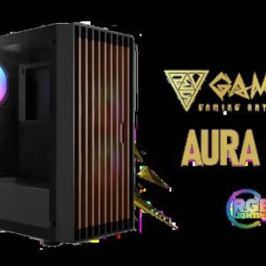 Gamdias Aura GC4 Tempered Glass ATX Gaming Case - Black / Supports Motherboards up to ATX / Real Walnut Mesh Front Panel / Magnetic Dust Filter / 3