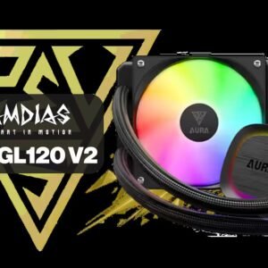 Gamdias Aura GL120 V2 120mm RGB Liquid Cooler - Black / Advanced Fluid Routing System / 2600 RPM 12-Slot 10-Pole Pump / Hydraulic PWM Fan Up To 1800