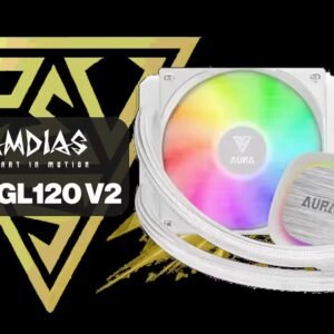 Gamdias Aura GL120 V2 120mm RGB Liquid Cooler - White / Advanced Fluid Routing System / 2600 RPM 12-Slot 10-Pole Pump / Hydraulic PWM Fan Up To 1800