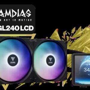 Gamdias AURA GL240 LCD Liquid Cooler - Black / 4\" (480x480) IPS LCD Display Resolution / Optimized Fluid Running System Enhanced Cooling /