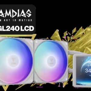 Gamdias AURA GL240 LCD Liquid Cooler - White / 4\" (480x480) IPS LCD Display Resolution / Optimized Fluid Running System Enhanced Cooling /
