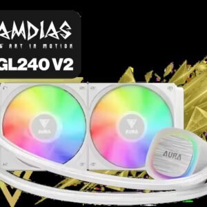 Gamdias AURA GL240 V2 White Liquid Cooler / New Fluid Running System for Better Thermal Dissipation / Hydraulic PWM Fans